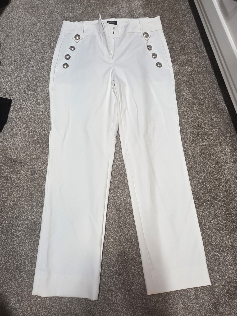 White House Black Market White Sailor-Button Cropped Trousers